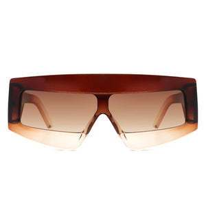 Celestia - Rectangle Chunky Oversize Square Tinted Flat Top Sunglasses