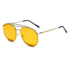 LOWELL | Unisex Round Double Brow Bar Aviator Style Sunglasses