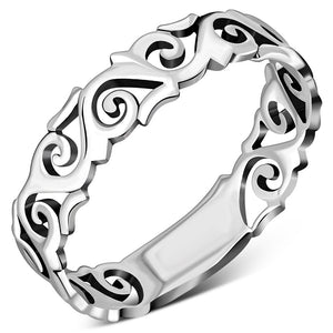 Bague en argent sterling avec vagues