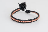 Rose Gold Thin Leather Beaded Bracelet