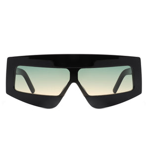 Celestia - Rectangle Chunky Oversize Square Tinted Flat Top Sunglasses