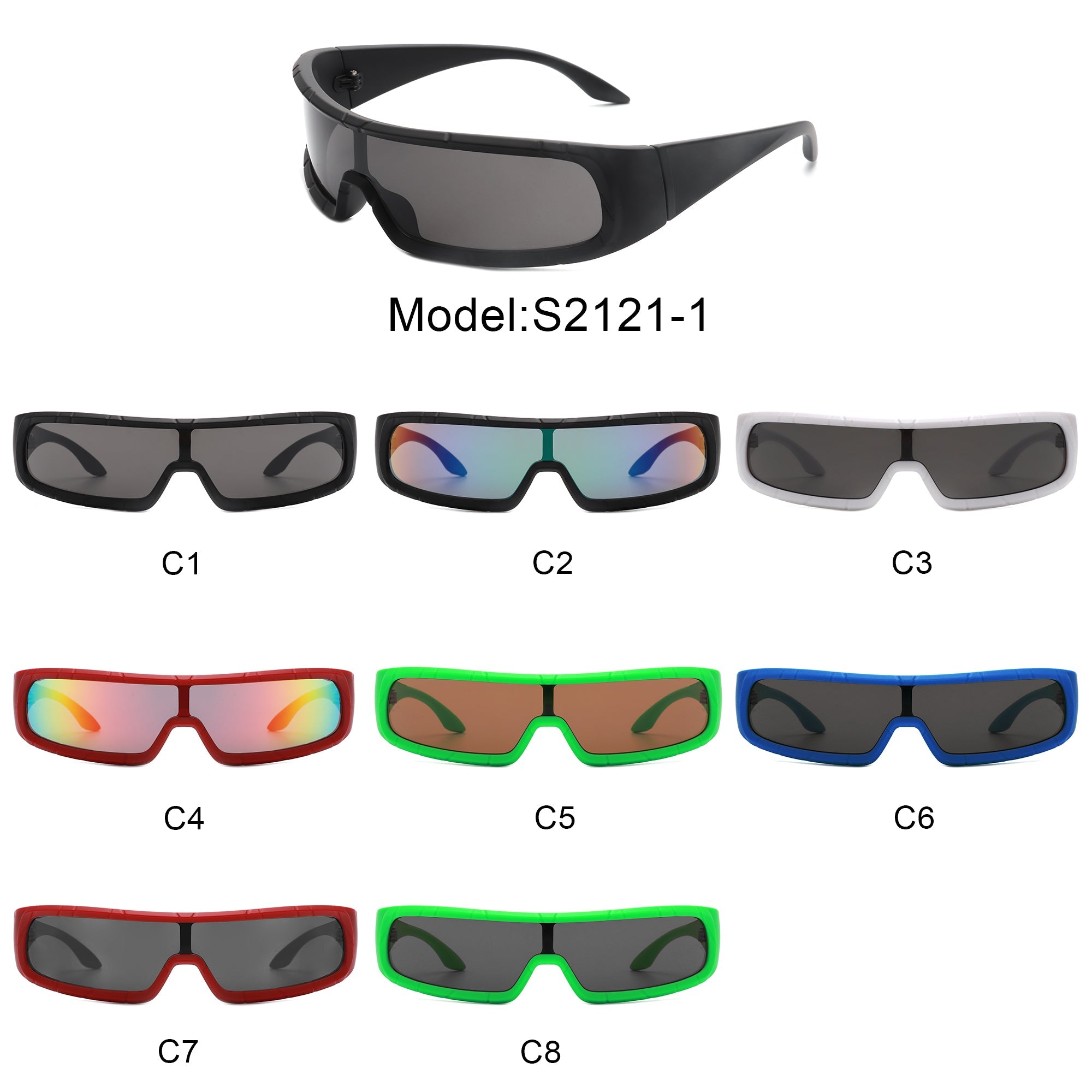 Orion - Futuristic Wrap Around Fashion Rectangle Shield Sunglasses