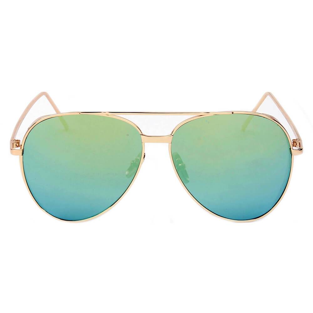 DELAN | Premium Mirrored Lens Oversize Aviator Sunglasses