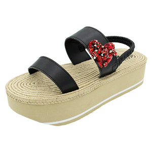 Crystal Red Heart - Plateforme d'espadrilles imperméable