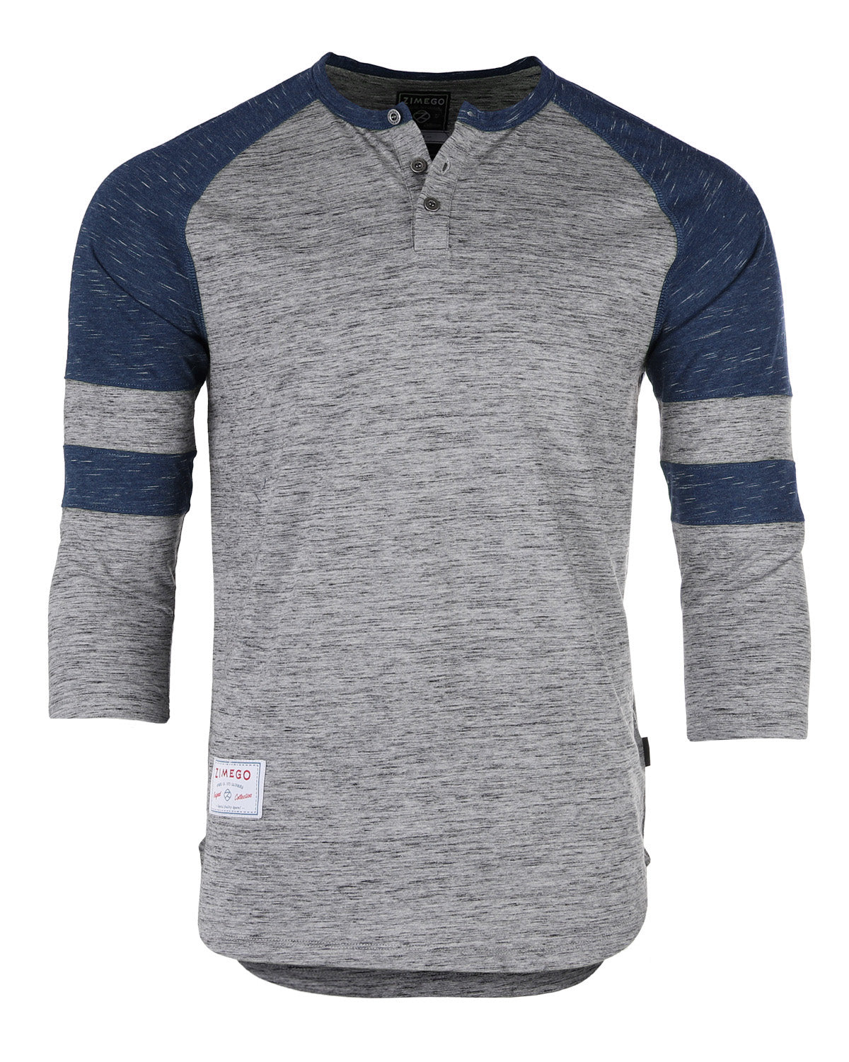 ZIMEGO Men's 3/4 Sleeve NAVY Baseball Football College Raglan