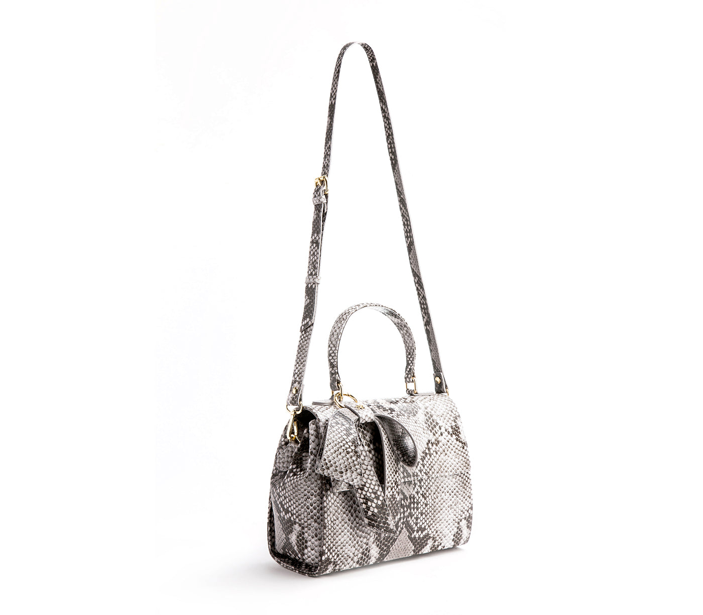 Cottontail - Black & White Snake Texture Vegan Leather Bag