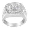 Bague en or blanc 14 carats avec diamants pour homme (1 carat au total, couleur HI, clarté SI1-I2)