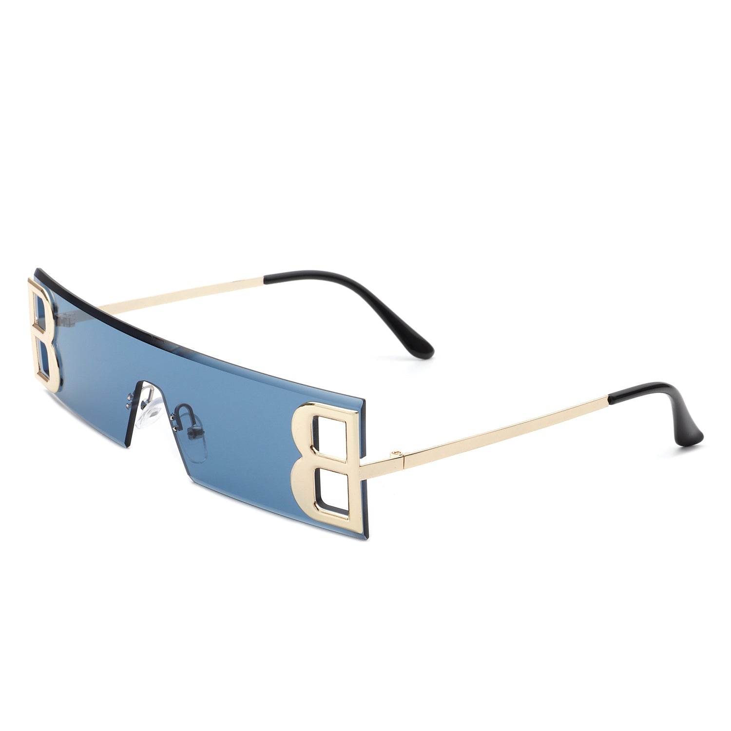 Rainbowx - Rimless Rectangle Flat Top Tinted Fashion Sunglasses