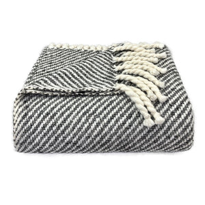 Chunky Black Stripe Alpaca Throw