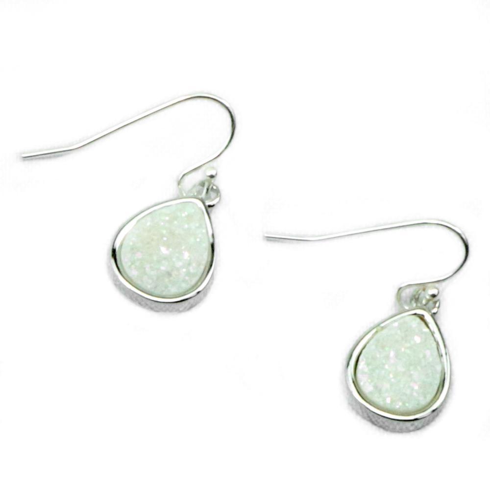 Boucles d'oreilles en forme de larme Emma Silver Druzy