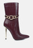 Nicole Croc Patterned High Heeled Ankle Boots