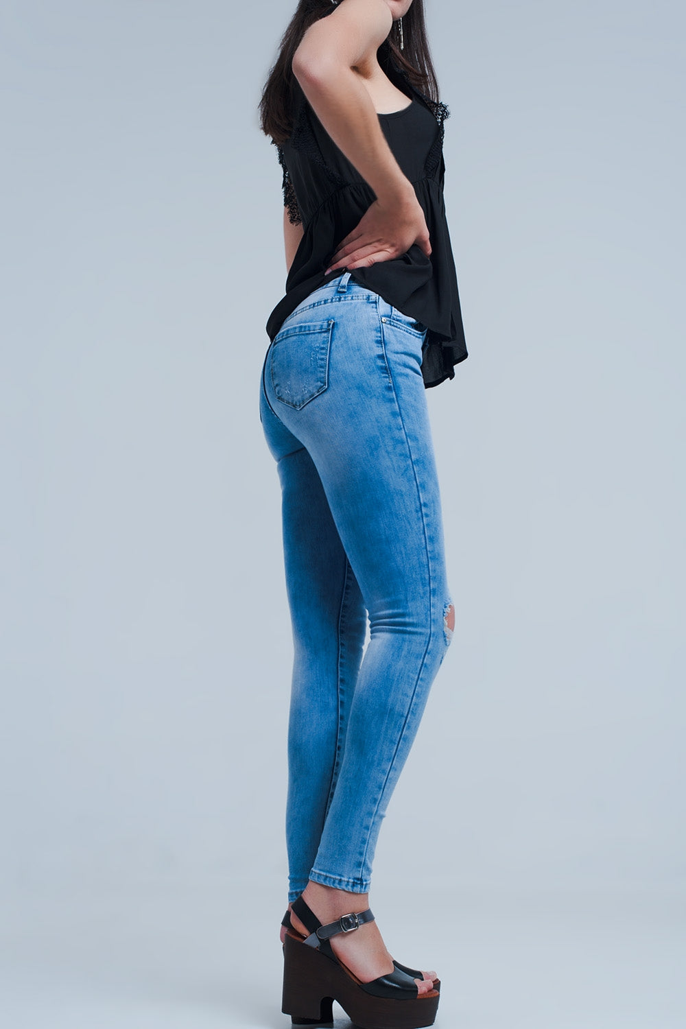 Jean skinny effet vieilli