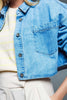 Basic Cropped Denim Jacket in Light Blue With Chest Pocket