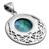 Round Celtic Knot Abalone Shell Silver Pendant