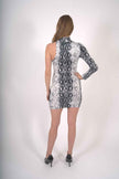 Reeves One-Sleeve Snake Print Mini Dress