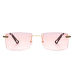 Vibrante - Rectangle Rimless Retro Tinted Fashion Flat Top Sunglasses