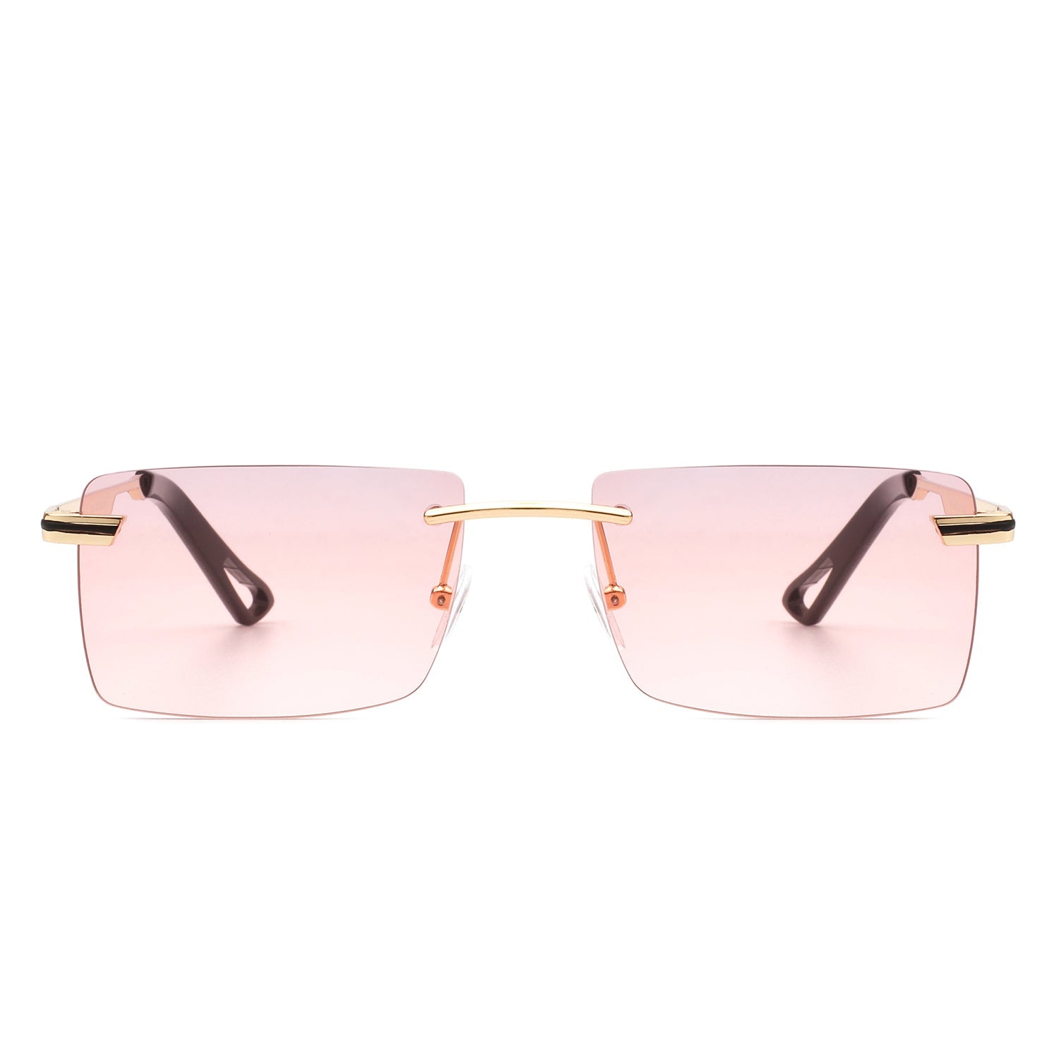 Vibrante - Rectangle Rimless Retro Tinted Fashion Flat Top Sunglasses