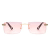 Vibrante - Rectangle Rimless Retro Tinted Fashion Flat Top Sunglasses