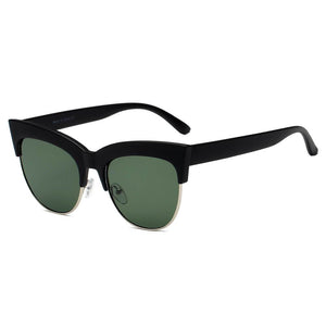 HENRIETTA | Women Half Frame Round Cat Eye Sunglasses