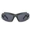 Moonhaze - Futuristic Rectangle Geometric Chunky Sport Wrap Around Sunglasses