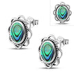 Abalone Shell Oval Stud Silver Earrings