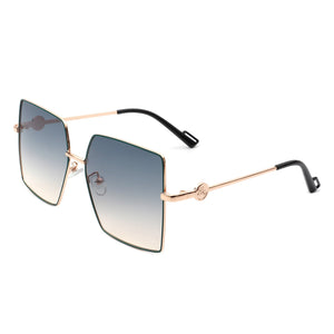 Benazia - Square Oversize Flat Top Large Tinted Women Fashion Sunglasses