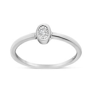 .925 Sterling Silver 1/20 Cttw Miracle Set Diamond Oval Shaped Promise Ring