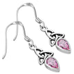 Boucles d'oreilles en argent CZ celtique Trinity rose