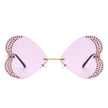 Quixotia - Rimless Butterfly Heart Shape Tinted Fashion Women Sunglasses