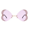 Quixotia - Rimless Butterfly Heart Shape Tinted Fashion Women Sunglasses