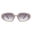 Glittera - Rectangle Retro Oval Chic Round Lens Leaf Design Fashion Sunglasses