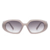 Glittera - Rectangle Retro Oval Chic Round Lens Leaf Design Fashion Sunglasses