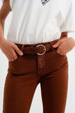 Pantalon super skinny taille haute en camel