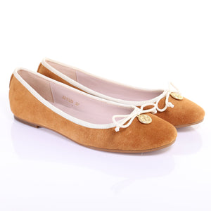 Bow Suede Ballerina (Camel)