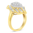 Bague cocktail en or jaune 10 carats et diamants