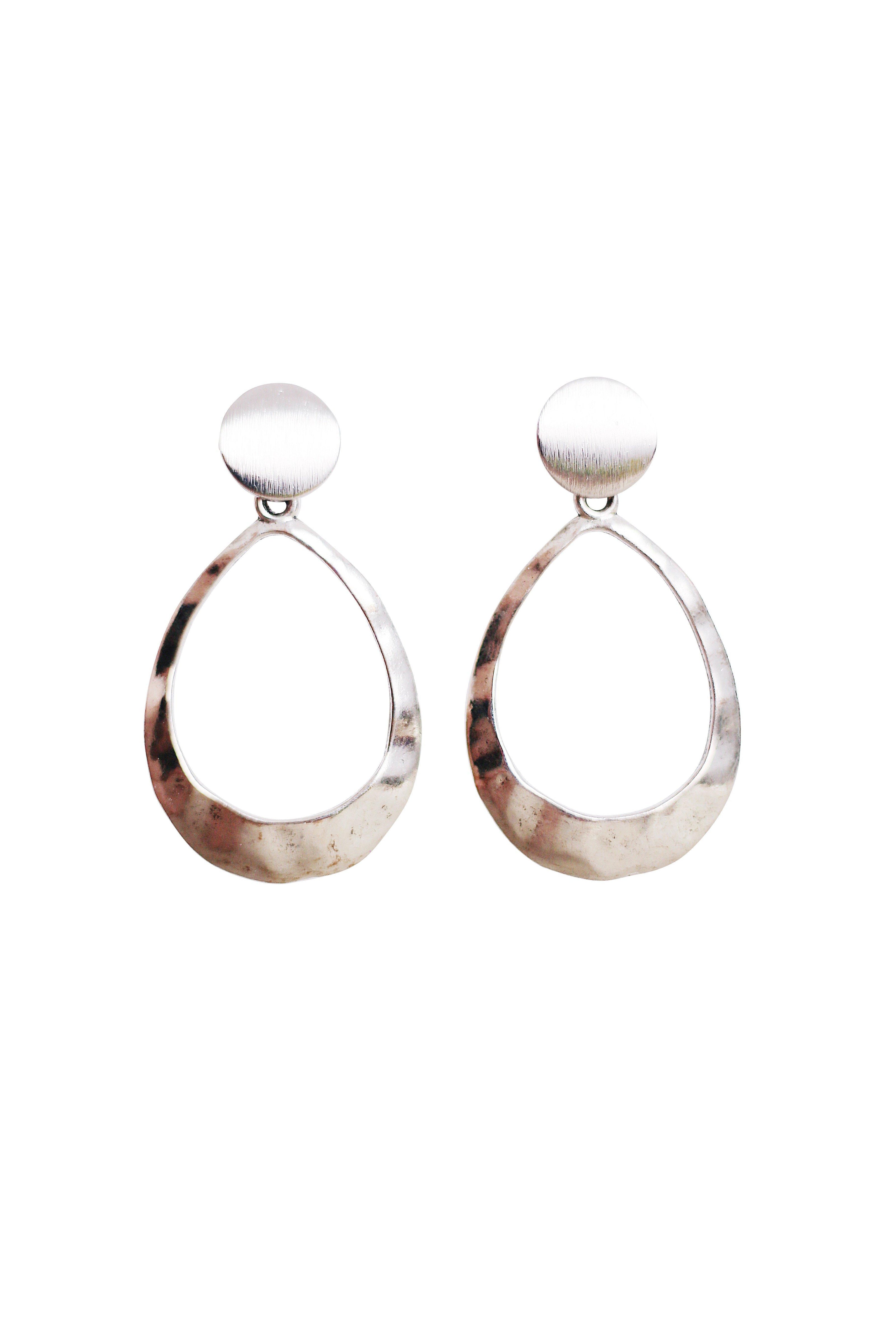 Boucles d'oreilles ovales géométriques Kinsley en argent martelé