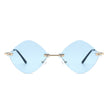 Bluewave - Rimless Retro Round Geometric Frameless Tinted Fashion Sunglasses