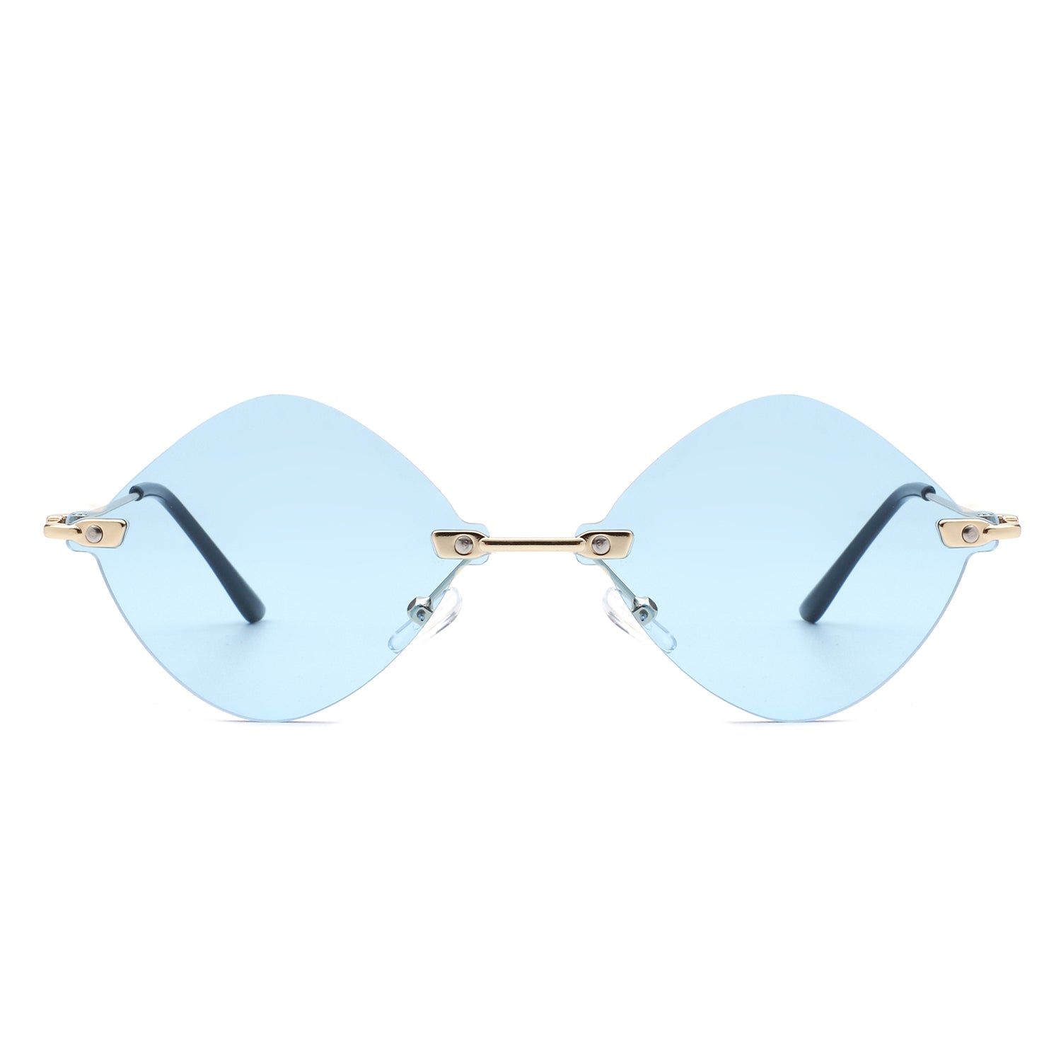 Bluewave - Rimless Retro Round Geometric Frameless Tinted Fashion Sunglasses