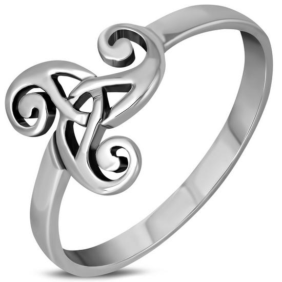 Bague en argent triple spirale triskèle celtique uni