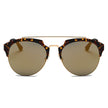 COROLLA | Half Frame Mirrored Lens Horned Rim Sunglasses Circle