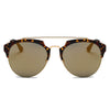 COROLLA | Half Frame Mirrored Lens Horned Rim Sunglasses Circle