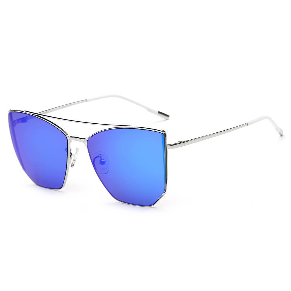 DORSET - Oversize Polygon Mirrored Lens Cat Eye Sunglasses