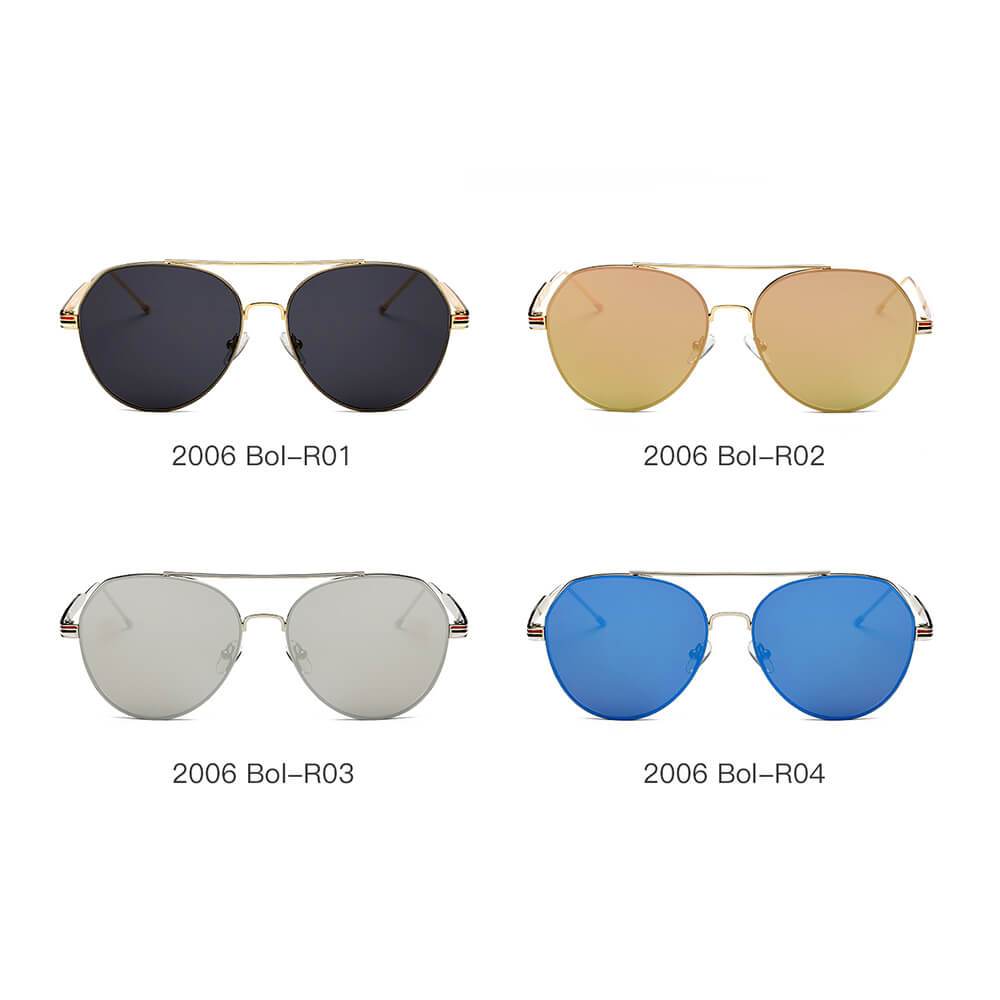 ERIE - Modern Teardrop Aviator Flat Mirrored Flat Lens Sunglasses