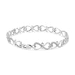 Bracelet infini double cœur en argent sterling 925 avec diamants ronds 1/3 carat au total