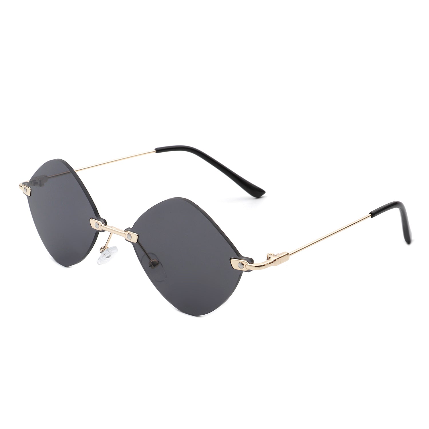 Bluewave - Rimless Retro Round Geometric Frameless Tinted Fashion Sunglasses