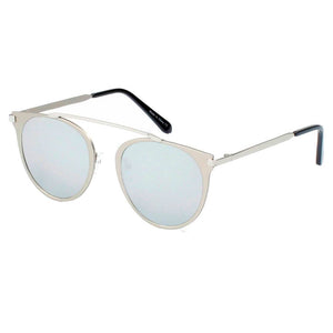 FRISCO | Modern Horn Rimmed Metal Frame Round Sunglasses