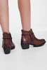 Brown Blocked Mid Heeled Ankle Boots With Round Toe