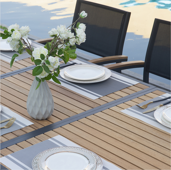 Teak Aluminum Outdoor Dining Set