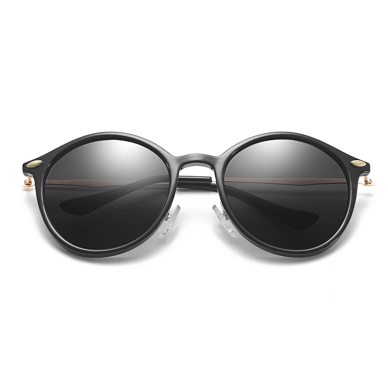 DEWITT | Retro Horn Rimmed Keyhole Bridge Round Sunglasses Circle