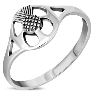 Bague chardon en argent uni